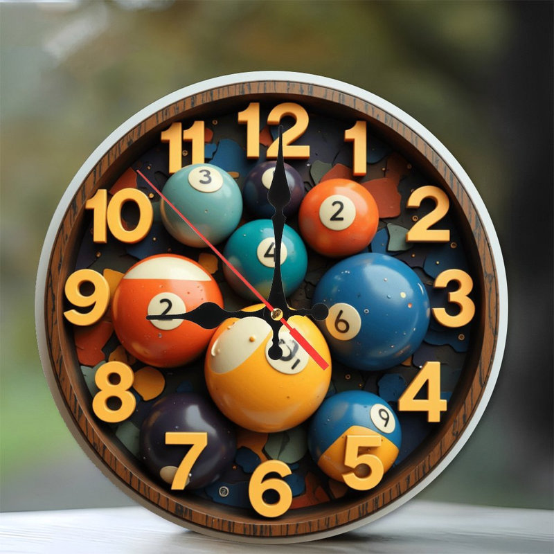Horloge murale boules de billard