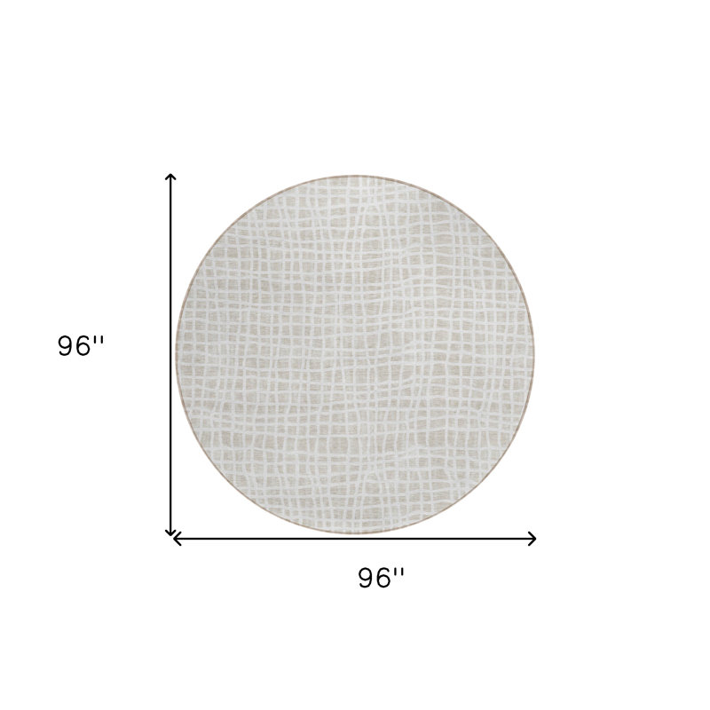 Tapis rond lavable à rayures 8 po ivoire et beige