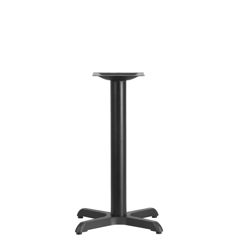 Table de restaurant Beverly avec base en X et colonne de 3 po de hauteur, 22 po x 22 po, Noir