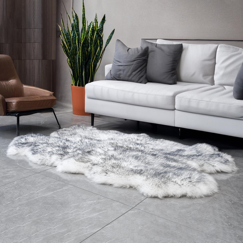 Handmade Area Rug, Rectangle 4' x 6', Gray Tipped
