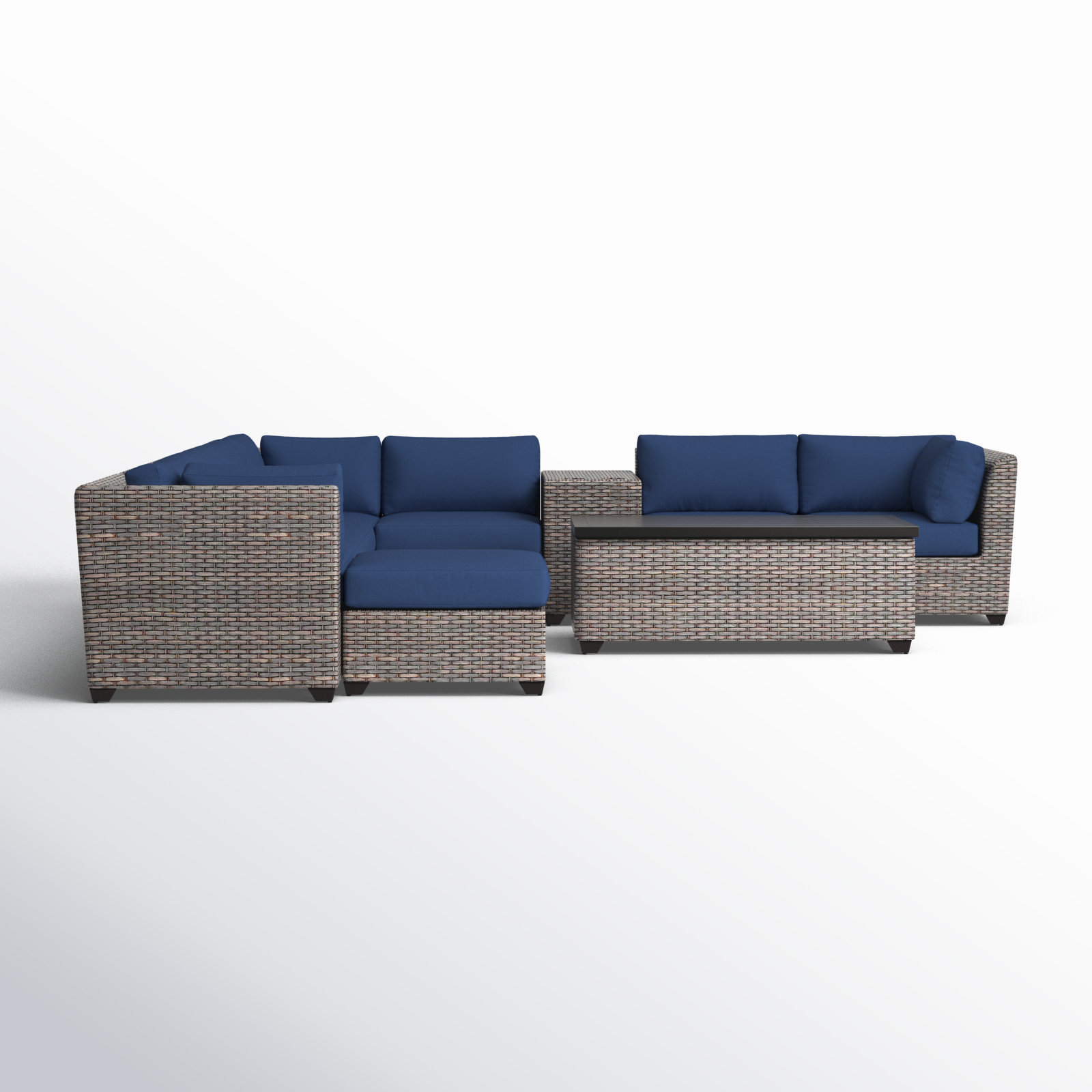 Giannino 10 Piece Rattan Sectional Seating Group with Cushions