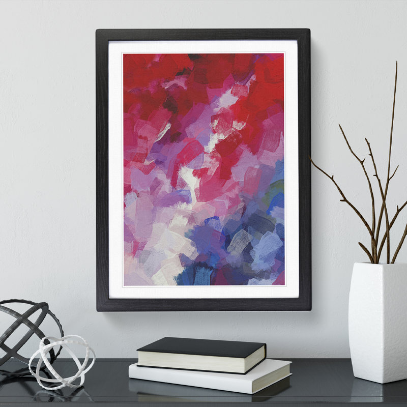 Celebrate the Dusk Abstract - Wall Art, Black Framed, 66cm H x 48cm W x 2cm D, White