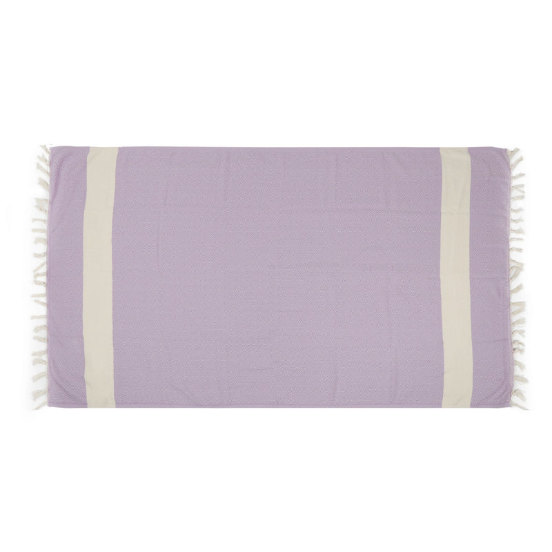 Serviette de plage 100% coton Halmstad, Lilas/blanc