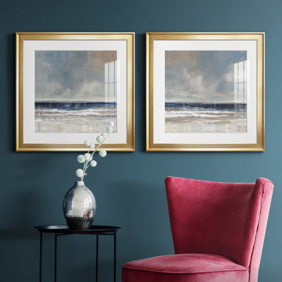 Embellished Distant Land I - Ensemble de 2 reproductions d'art encadrées