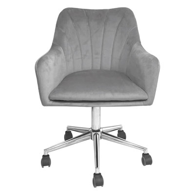Sadie Swivel Vanity Chair, Desk Chair with Adjustable Height, Velvet Material and Elegant Curves