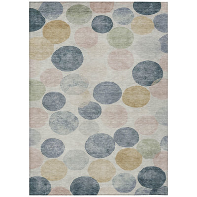 Machine Washable Indoor/Outdoor Xhevrie Beige Rug