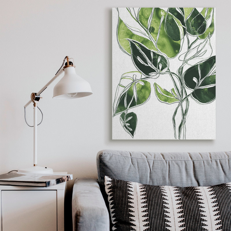Feuilles de palmier complexes aux feuilles vertes uniques, Toile tendue, H 48 po x l 36 po