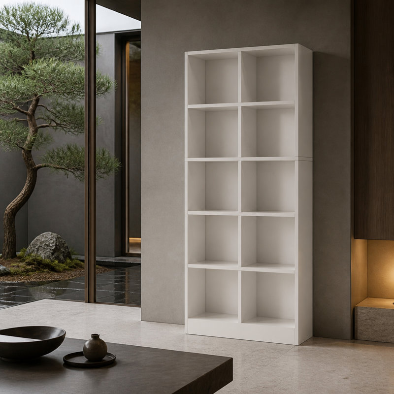 Bibliothèque de luxe industrielle 71 "avec structure en métal robuste, mobilier haut de gamme haut de gamme, Blanc