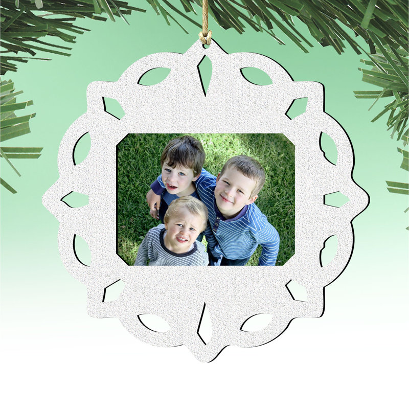 Ornement cadre photo de Noël flocon de neige