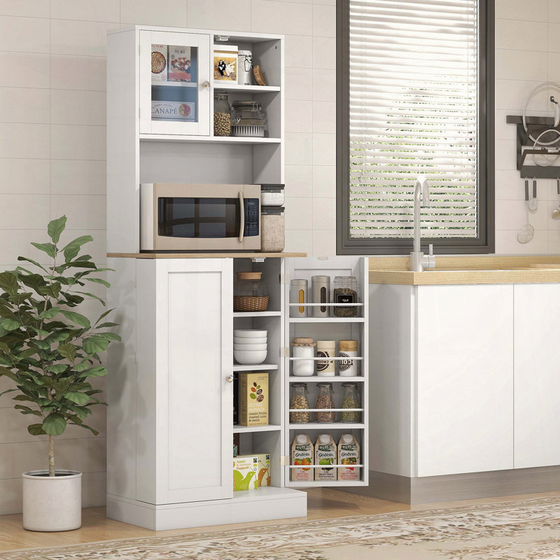 Garde-manger avec support pour micro-ondes et 8 tablettes de porte