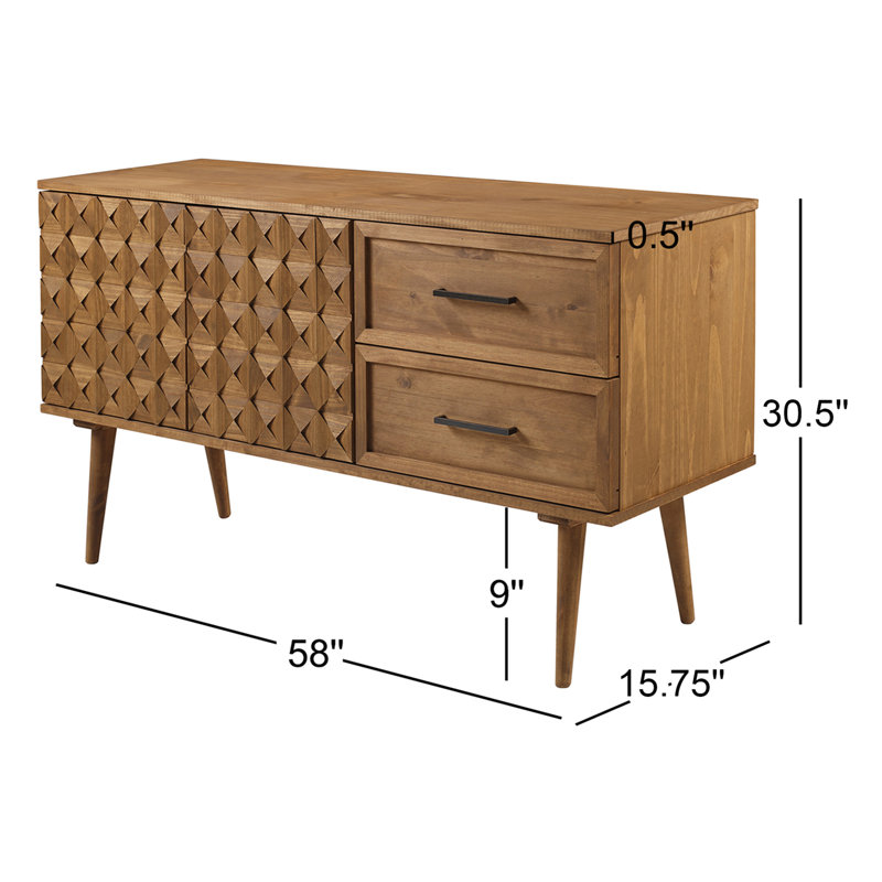 Buffet en bois massif 58 po Roisin, Caramel