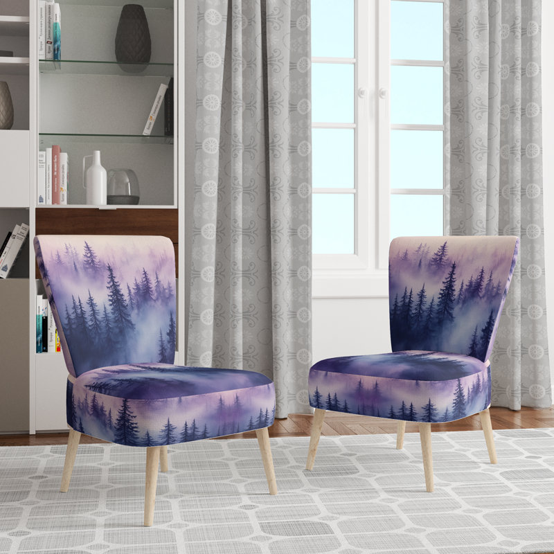 Chaise rembourrée Forest - Chaise d'appoint Misty Pine Forest, Side Chair Armless