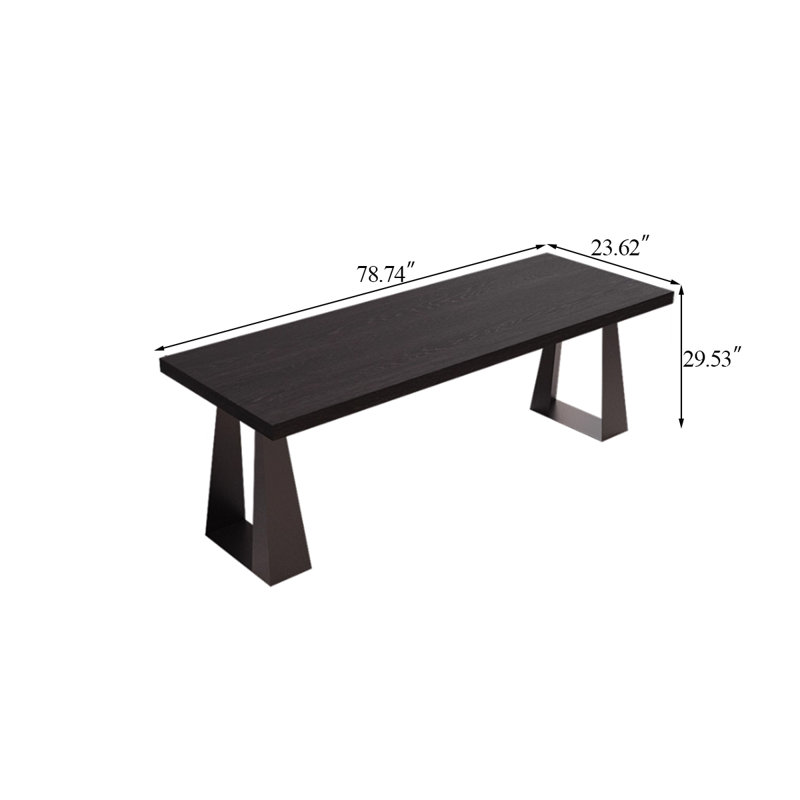 Bureau rectangulaire 78,74 "en pin noir, H 29,53 po x l 78,74 po x P 23,62 po