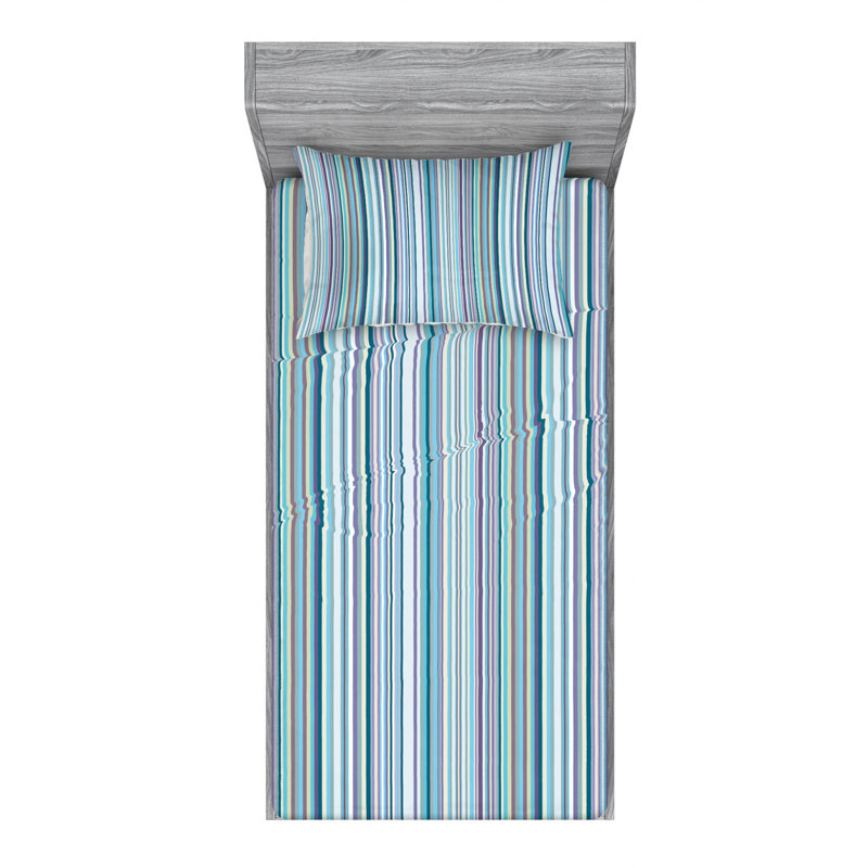 Microfiber Striped Sheet Set, Twin XL, Striped 1