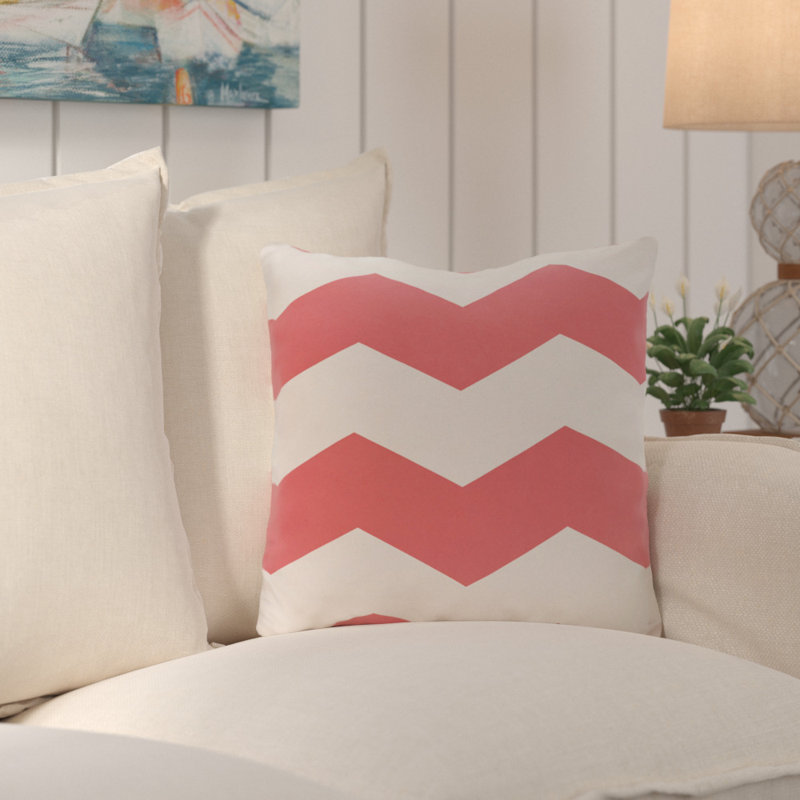 Chevron Reversible Throw Pillow, 16"x16", Coral