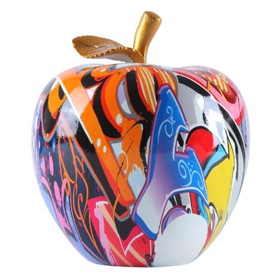 Abstract Graffiti Apple Resin Sculpture