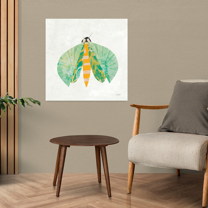 Collage insectes II, papillon contemporain, H 24 po x l 24 po