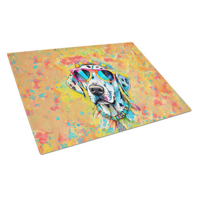 Dalmatian Hippie Dawg Glass Cutting Board Large