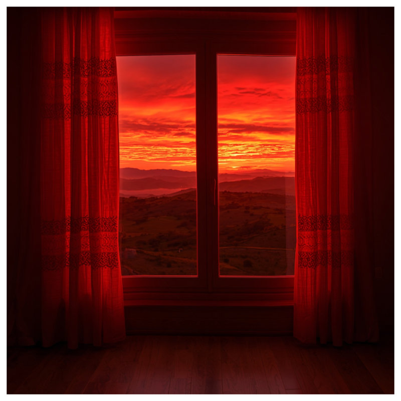Red Sunset Through Window Bath Mat, 24in W x 17in L