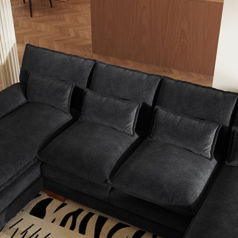 Canapé modulaire en chenille 112 po, Chenille noir