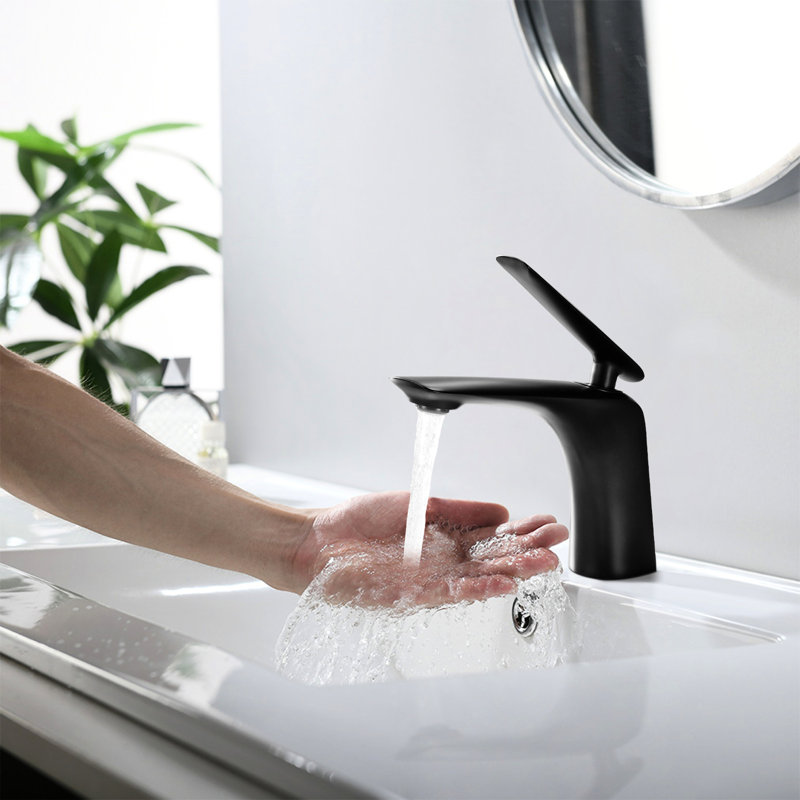 Robinet de salle de bain noir mat haut, fabrication en laiton à poignée simple avec contrôle de débit pour lavabo à débit maximal 1,2, meuble-lavabo et lavabo