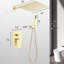Douche de pluie murale de 12 po - Laiton doré, buse autonettoyante pour une expérience de douche captivante, pomme de douche en laiton standard américain, douche agréable,-127377155