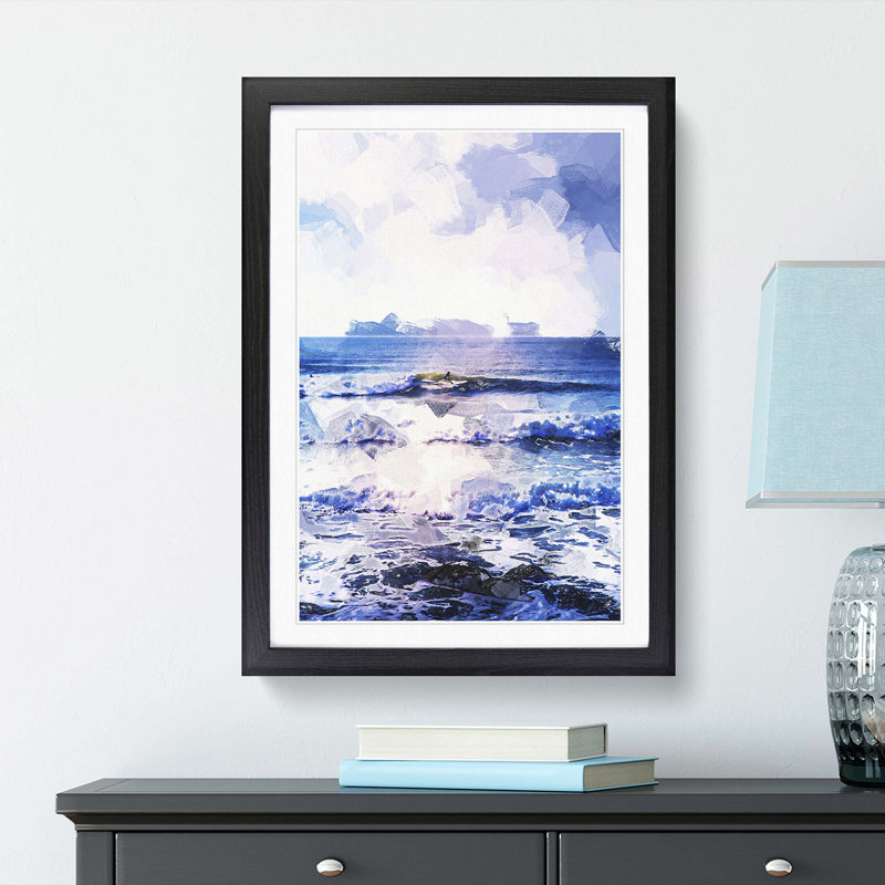 Surfing in Rhode Island in Abstract - Picture Frame Graphic Art Print, Black Framed, 87cm H x 62cm W x 2cm D