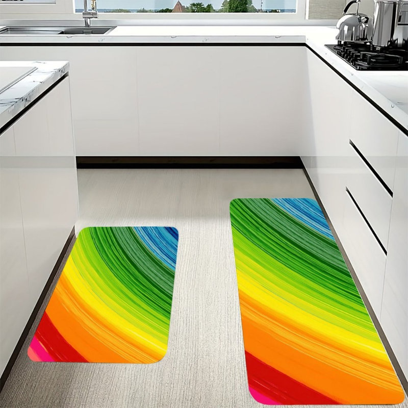 Tapis de cuisine multicolore arc-en-ciel, paquet de 2, pour la cuisine et la salle de lavage