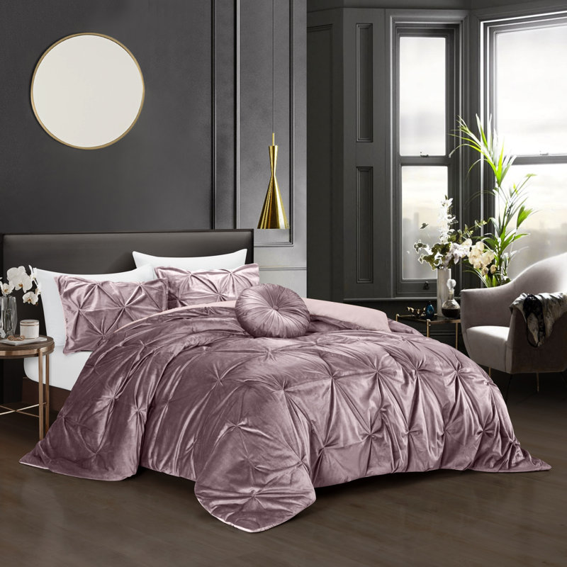 Ensemble d'édredon en duvet lavable à densité de tissage 130 fils Blush, Grand lit
