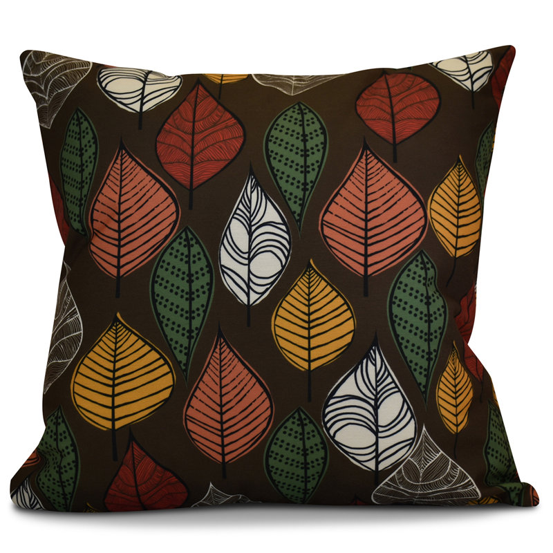 Coussin européen de feuilles florales, Brun