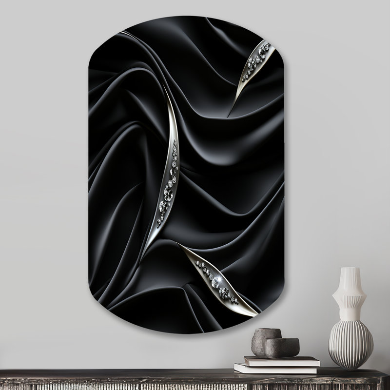 Aurore - reproduction d'art asymétrique abstraite en métal sur cylindre noir, H 31 po x l 19 po