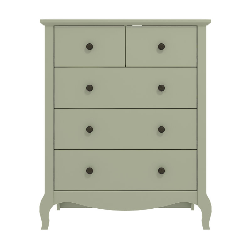 Sterra 5 Drawer Chest of Drawers, Sage Green