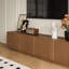 TV Media Unit with Cable Management, 220cm Wide in Walnut Finish, Multi-Shelf Storage Design