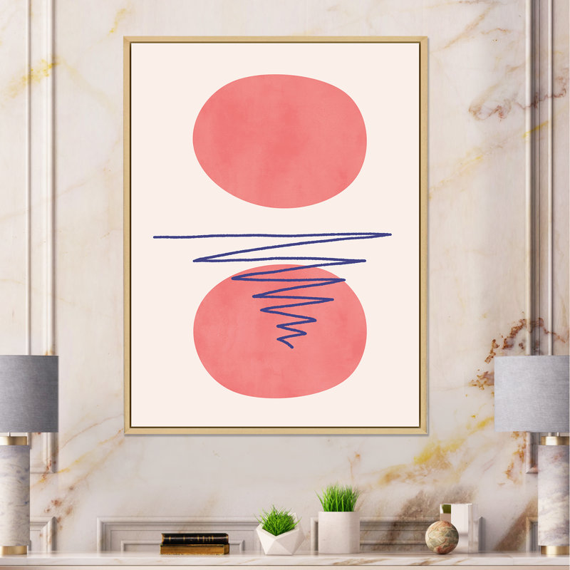 " Two Abstract Red Moons " Graphic Art Print, 32" H x 24" W x 1" D, Maple Floater Frame