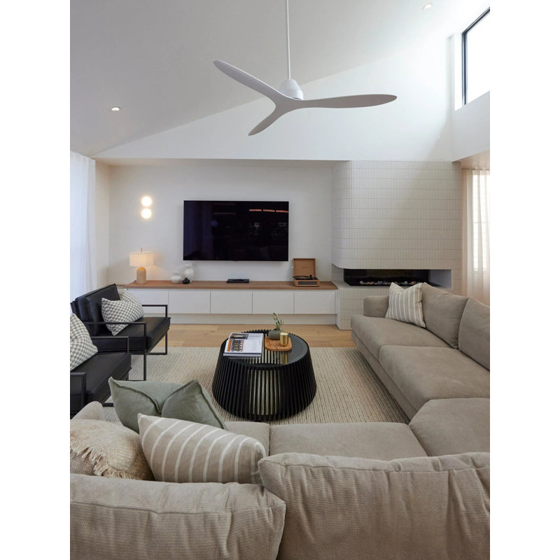 Whitehaven 56in 3-Blades Indoor/Outdoor Ceiling Fan with Remote Control, White, White
