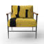 Fauteuil d'appoint Compson Glam Dancing Shape I - Velours rembourré moderne noir et jaune-707941515