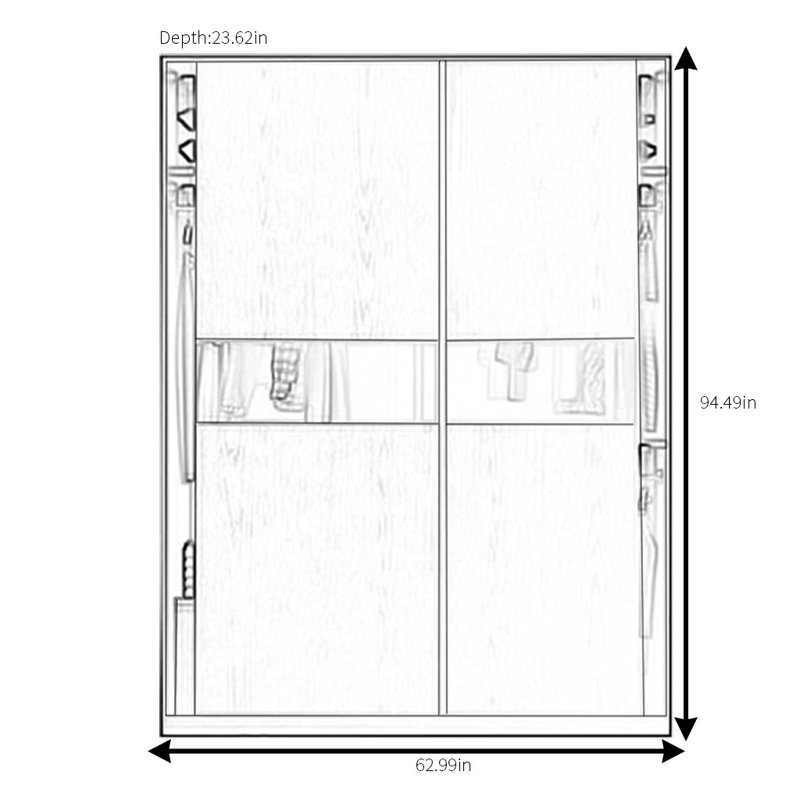 Garde-robe noire minimaliste, H 94 po x l 63 po x P 24 po