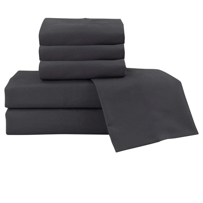 Jaree 6-Piece Rayon Hotel Sheet Set, California King, Dark Gray