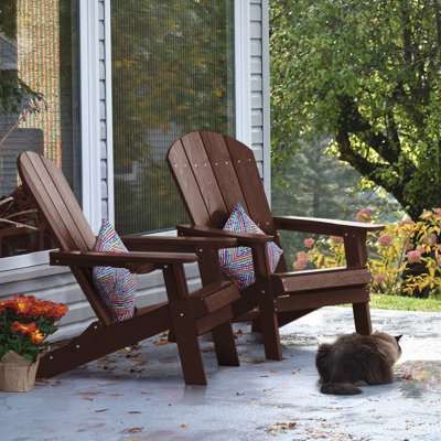 Adirondack Chair Set Of 2, Folding Oversized Plastic Adirondack Chair With Cup Holder