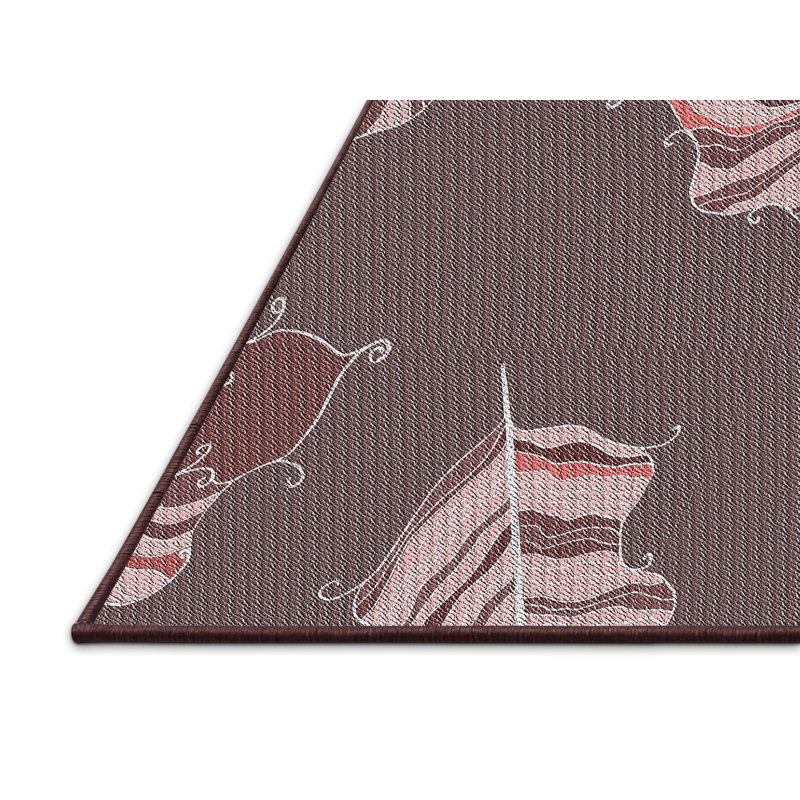 Tapis brun à motif floral Eluemunor, Rectangle 5 pi x 7 pi