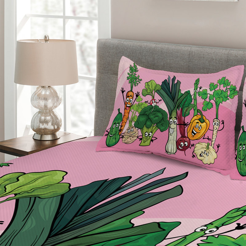 Vegetables Polyester Coverlet, King Bedspread + 2 Shams