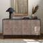 Buffet Mid-Century Buffet avec pieds en bois massif 60 po Armoire de rangement crédence avec 4 portes en losange à motif convexe et 2 tablettes console pour salon, etc.-239288939