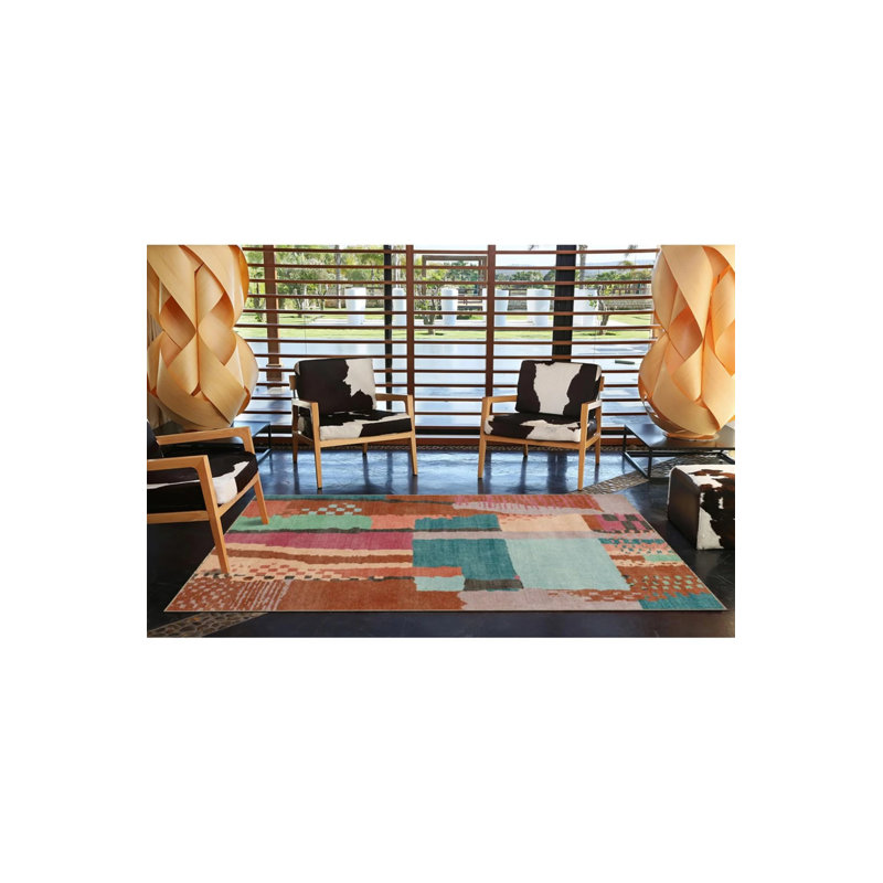 Tapis tissé multicolore à motif pastel lavable, Rectangle 2 pi 4 po x 4 pi