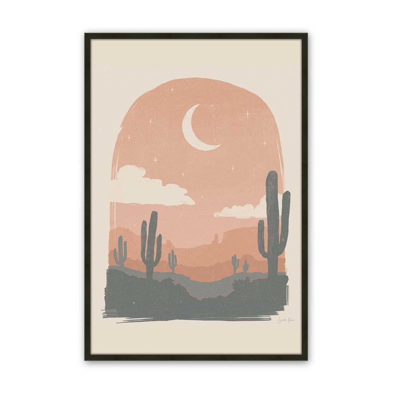 Impression de silhouettes de cactus II, H 21 po x l 17 po, Noir satiné