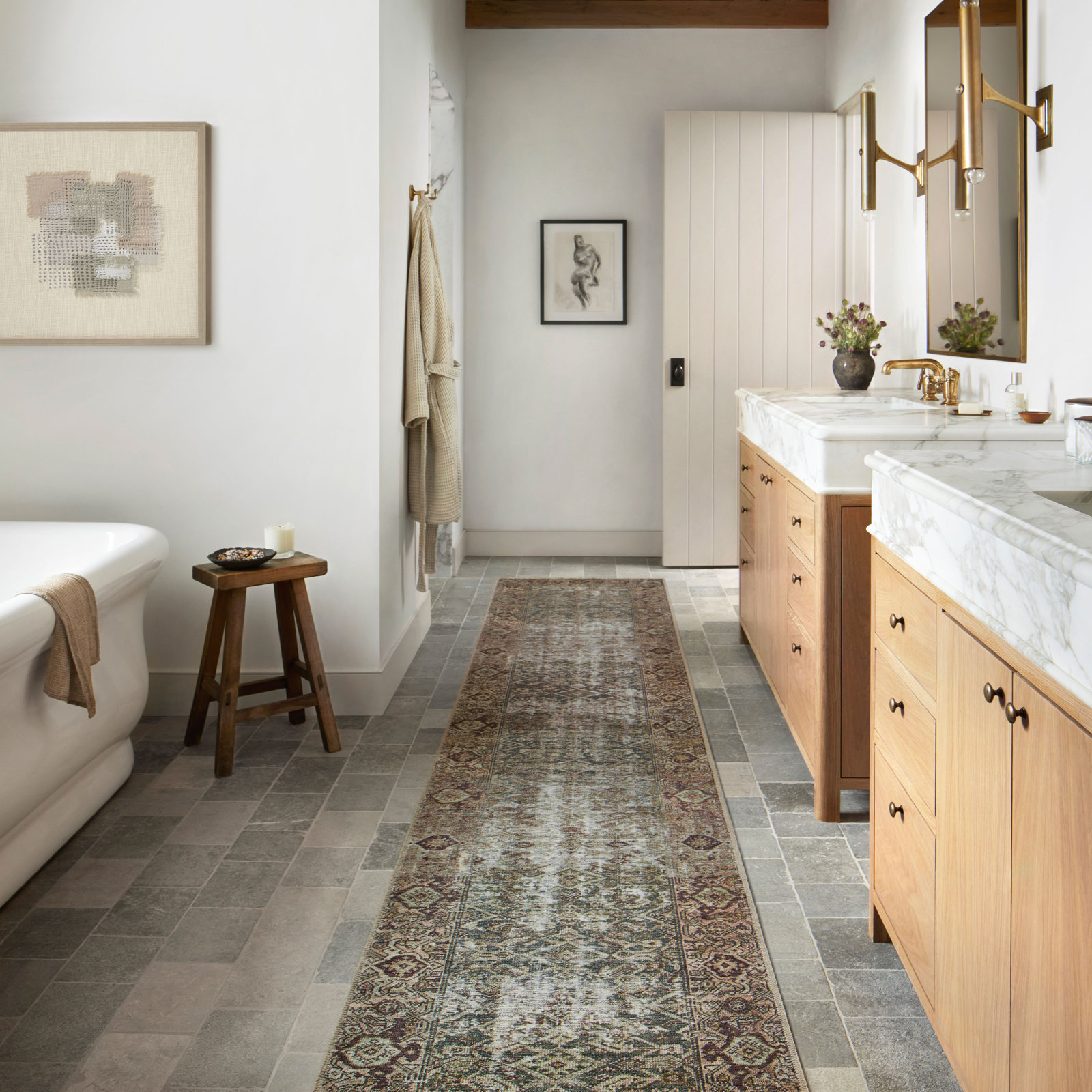 Georgie Oriental Moss/Salmon Area Rug, Runner 3' x 10'