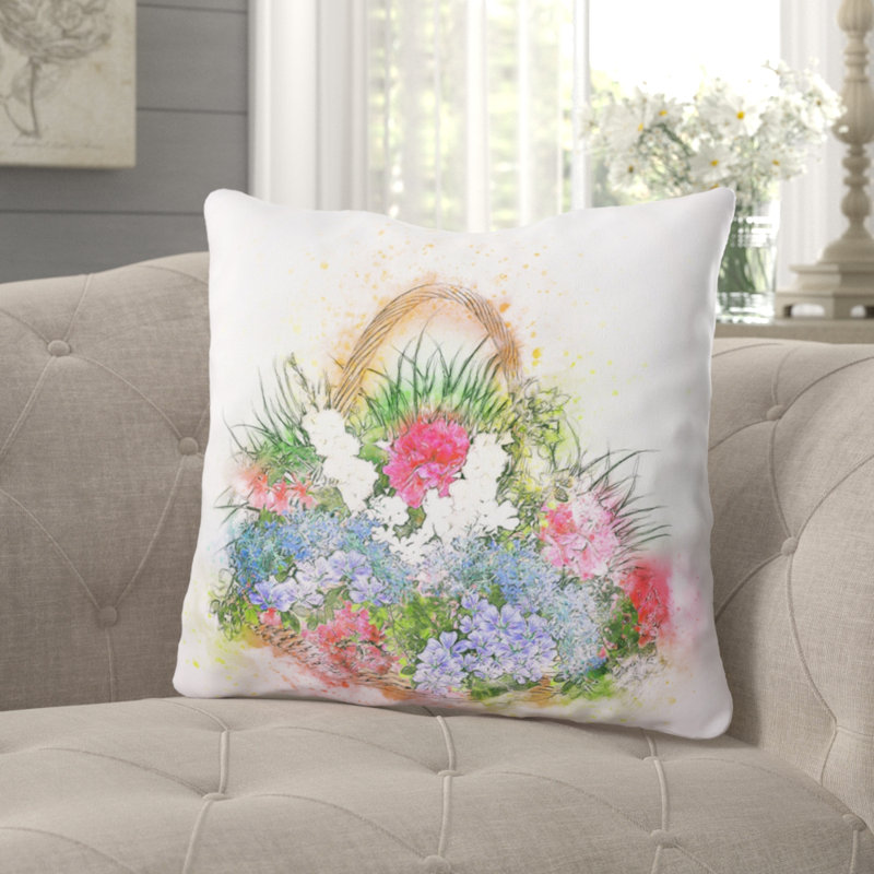 Coussin décoratif fleurs Katz, Microsuède, Intérieur