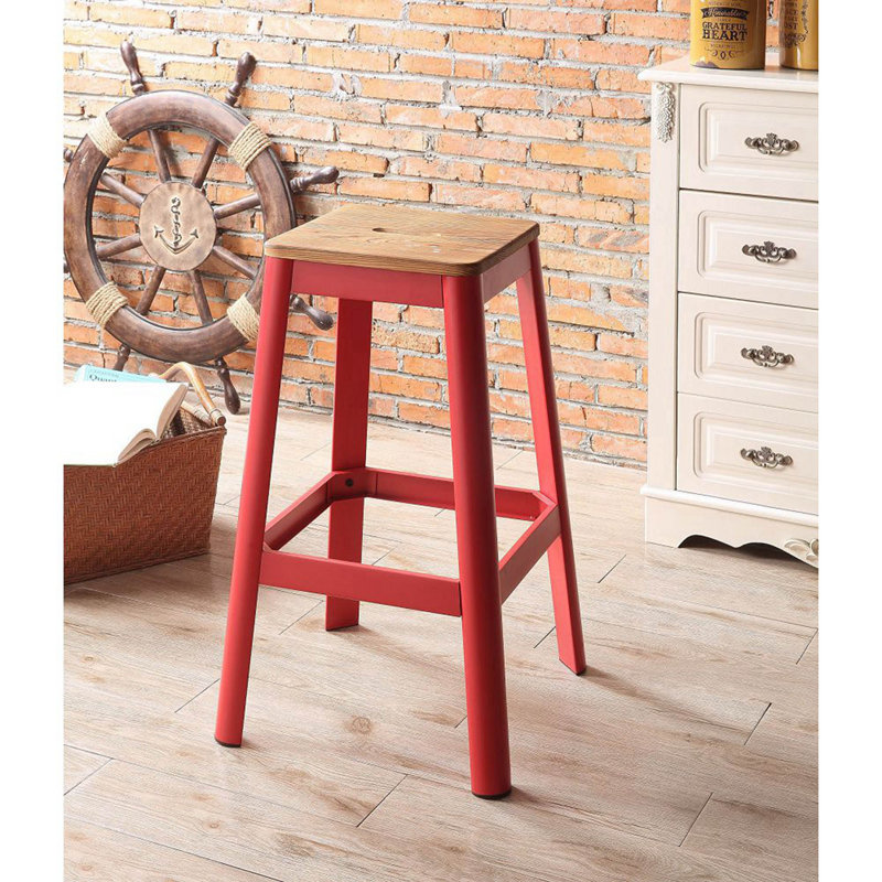 Tabouret 30 "en bois massif, Rouge