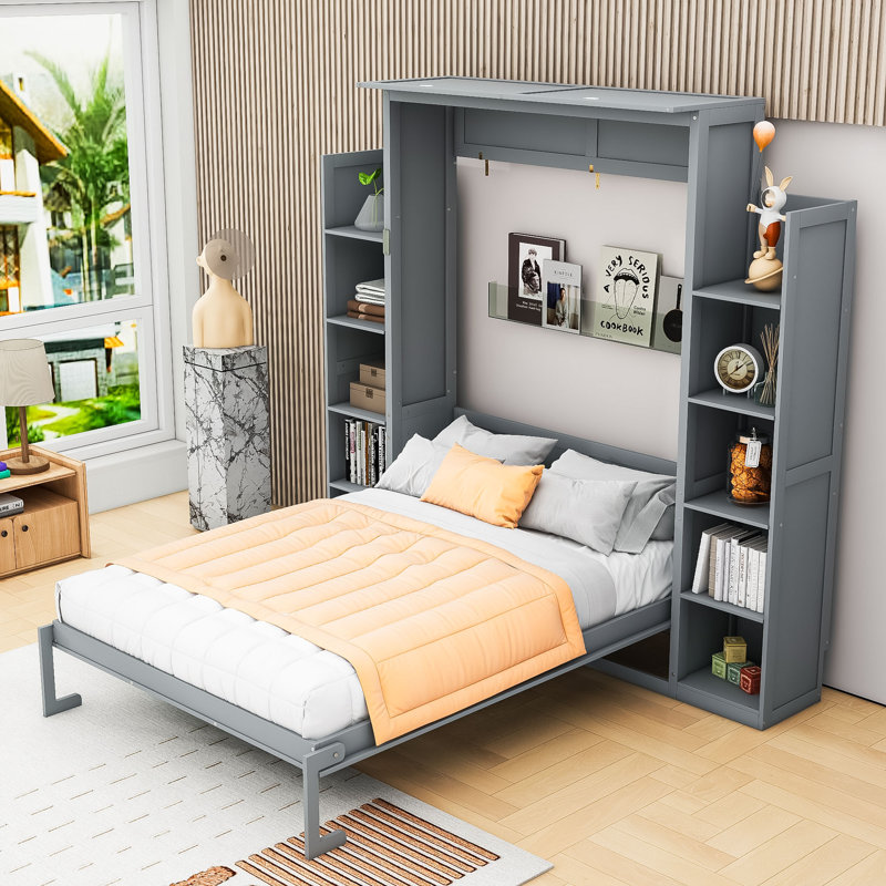 Lit escamotable Marchie Murphy, gris, Double