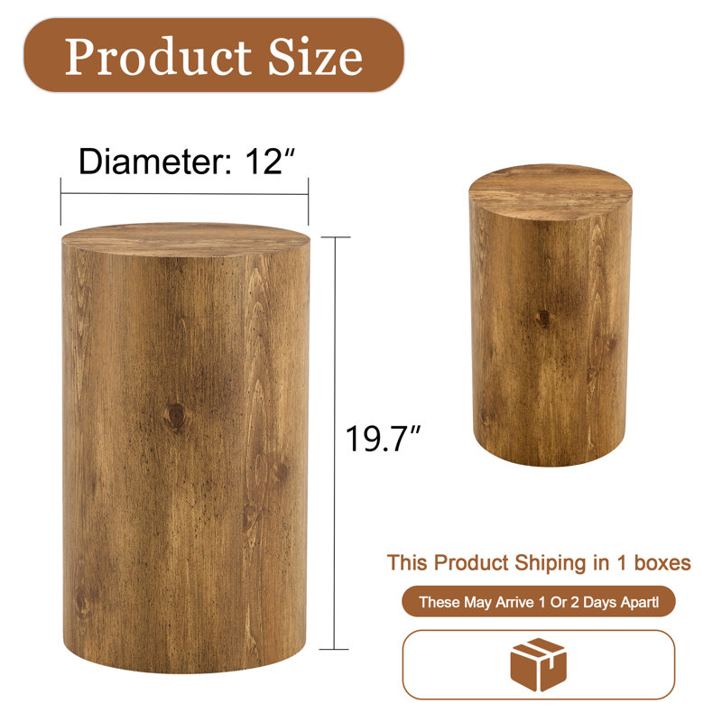Ragin Modern Round Coffee Table - Medium Tone Wood Top with Drum Base, Standard Size Center Table for Living Room, Versatile Storage & Mid-Century Style