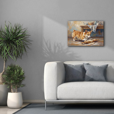  'Pembroke Welsh Corgi In The Kitchen' by Rich Monet Canvas Wall Art, 26" x 18"